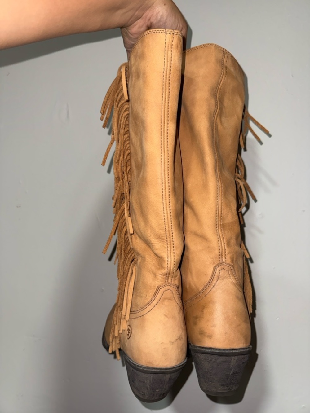 Ariat Tan Fringe Knee-High Western Boots - Picture 2 of 7